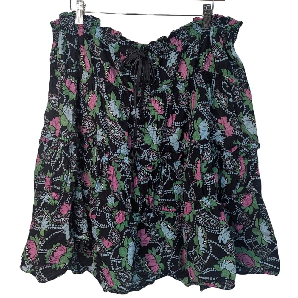 Vintage Y2K Marc Jacobs Dark Multicolor Floral Paisley Tiered Cotton skirt Med‎